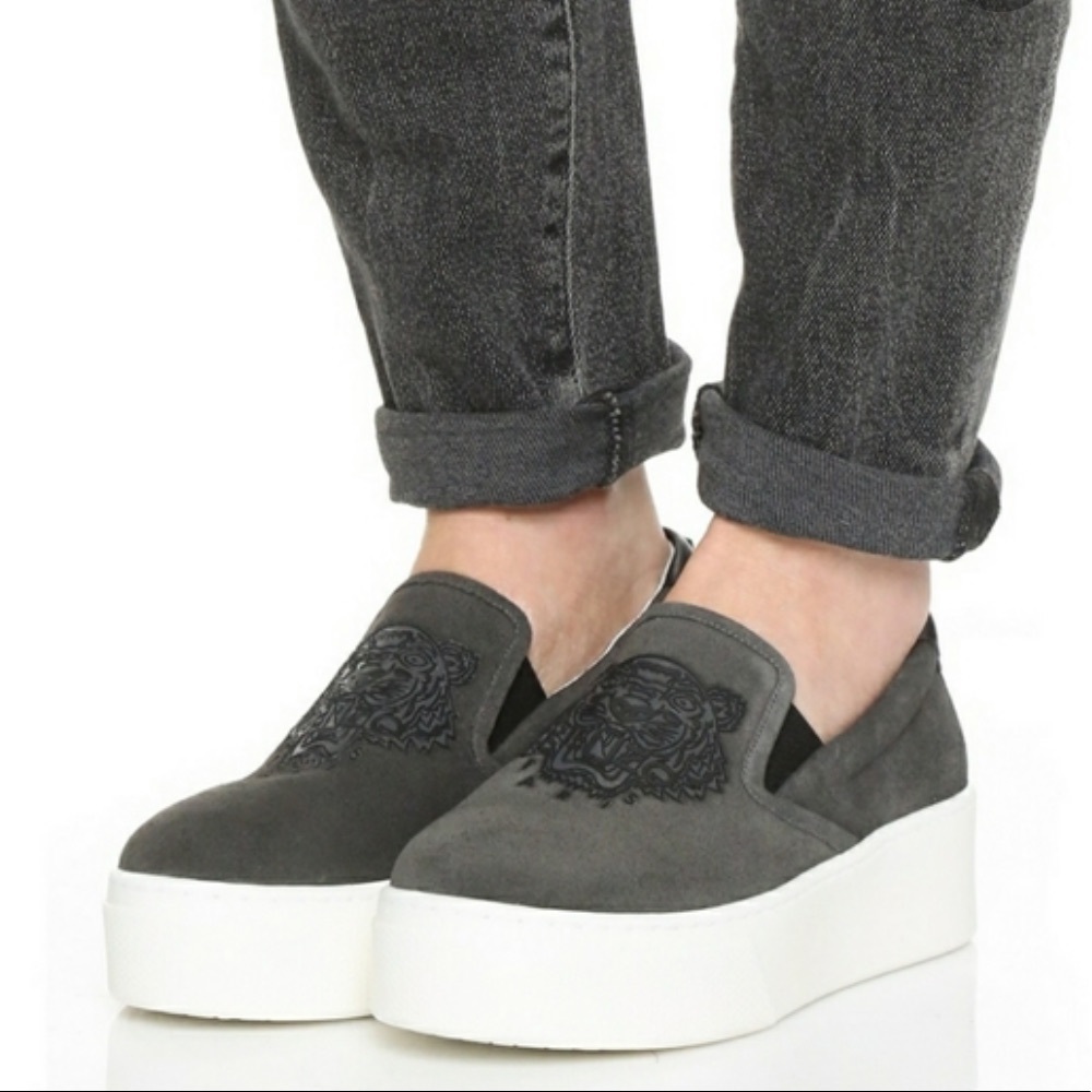 KENZO Tiger Emblem Slip On Platform Sneakers